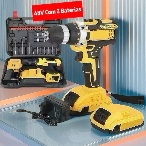 Parafusadeira Furadeira 48V 2 Baterias Com Maleta e Acessórios Completo